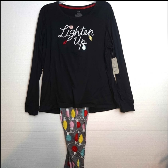 WOMEN'S HOLIDAY PAJAMA SET "Lighten Up" 2 Pc PJ Secret Treasures BNWT - Picture 1 of 10